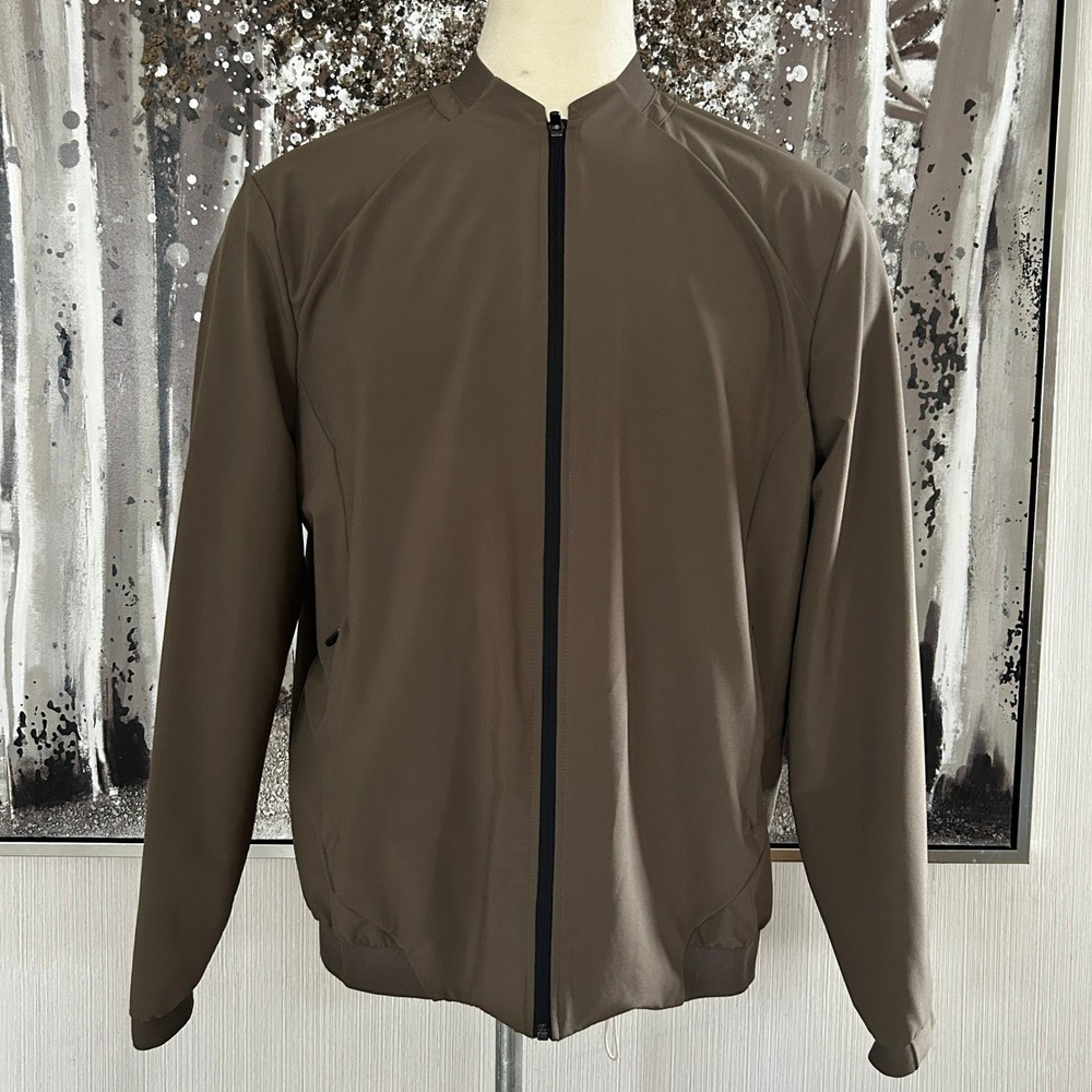 FLX Men's Olive Full Zip Long Sleeve Basic Lightweight Jacket - XL